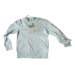 Light Blue Pullover "TOM AND JERRY" GRAPHIC Hoodie SIZE S